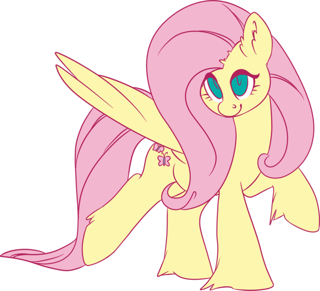 Size: 1886x1711 | Tagged: safe, artist:jennithedragon, derpibooru import, fluttershy, pegasus, pony, ear fluff, female, hoof fluff, looking at you, mare, raised hoof, raised leg, simple background, smiling, solo, spread wings, transparent background, wings