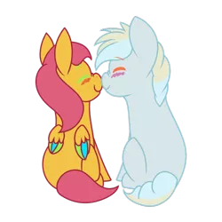 Size: 1024x1024 | Tagged: safe, artist:sketchthebluepegasus, derpibooru import, oc, oc:breeze, oc:peanut, unofficial characters only, earth pony, pegasus, pony, colored wings, female, male, mare, multicolored wings, nuzzling, simple background, stallion, transparent background