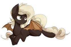 Size: 2661x1782 | Tagged: safe, artist:beardie, derpibooru import, oc, oc:midnight delight, unofficial characters only, bat pony, pony, lying down, male, simple background, solo, transparent background, trap