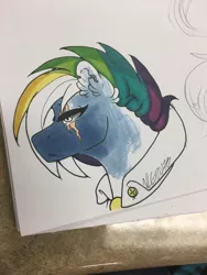 Size: 960x1280 | Tagged: safe, artist:nightmare-moons-throneroom, derpibooru import, rainbow dash, pony, alternate timeline, apocalypse dash, clothes, crystal war timeline, ear fluff, eye scar, female, frown, mare, partial color, scar, solo, traditional art