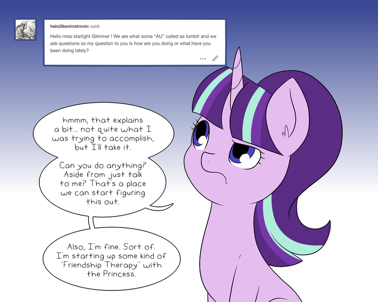 Size: 3000x2400 | Tagged: safe, derpibooru import, starlight glimmer, pony, unicorn, series:glimmering spectacle, comic, dialogue, solo, tumblr