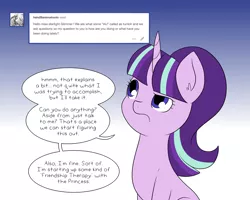 Size: 3000x2400 | Tagged: safe, derpibooru import, starlight glimmer, pony, unicorn, series:glimmering spectacle, comic, dialogue, solo, tumblr