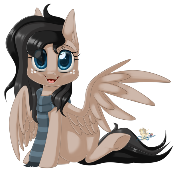 Size: 800x756 | Tagged: safe, artist:unisoleil, derpibooru import, oc, oc:coco whooves, pegasus, pony, clothes, female, mare, parent:doctor whooves, scarf, simple background, solo, transparent background