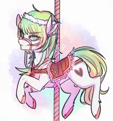 Size: 1024x1099 | Tagged: safe, artist:co11on-art, derpibooru import, oc, unofficial characters only, earth pony, pony, bridle, carousel, cutie mark, female, looking at you, mare, saddle, solo, tack