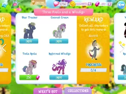 Size: 2048x1536 | Tagged: safe, derpibooru import, screencap, accord, coconut cream, reformed windigo, star tracker, toola roola, draconequus, earth pony, pony, windigo, female, filly, game, game screencap, gameloft, male