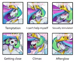 Size: 1280x1059 | Tagged: suggestive, artist:zwitterkitsune, derpibooru import, princess celestia, alicorn, anthro, adorasexy, afterglow, ahegao, armpits, bedroom eyes, big breasts, blushing, breasts, busty princess celestia, clothes, crown, cute, cutelestia, dialogue, drool, drool string, emotions, evening gloves, female, flirting, gloves, implied sex, jewelry, lewd emotions, long gloves, looking at you, male, meme, necklace, offscreen character, open mouth, orgasm, regalia, sexy, solo, solo female, straight, talking, tongue out