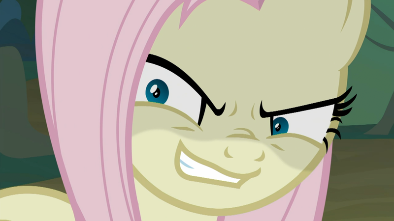 Size: 1920x1080 | Tagged: safe, derpibooru import, screencap, mean fluttershy, pegasus, pony, the mean 6, adoracreepy, clone, crazy face, creepy, cute, everfree forest, evil grin, faic, female, flutterbitch, grin, mare, pure unfiltered evil, rapeface, shyabetes, smiling