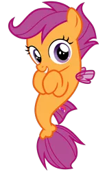 Size: 2000x3200 | Tagged: artist:cheezedoodle96, cute, cutealoo, derpibooru import, excited, female, filly, hooves to the chest, looking at you, safe, scootaloo, seaponified, seapony (g4), seapony scootaloo, simple background, smiling, solo, species swap, surf and/or turf, svg, .svg available, transparent background, vector