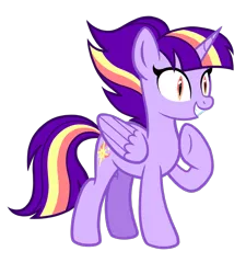 Size: 1296x1440 | Tagged: safe, artist:thecheeseburger, derpibooru import, twilight sparkle, twilight sparkle (alicorn), alicorn, pony, alternate universe, antagonist, female, mare, raised hoof, simple background, slit pupils, solo, transparent background, underhoof