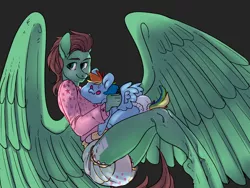 Size: 2808x2112 | Tagged: suggestive, artist:wryjolion_rawr, derpibooru import, rainbow dash, oc, oc:northern haste, anthro, diaper, diaper fetish, diapered plushie, fetish, image, impossibly large wings, northash, plushie, png, poofy diaper, simple background, ych result