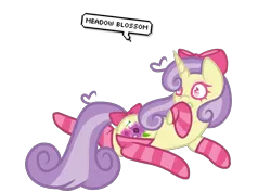 Size: 1234x872 | Tagged: safe, artist:chococakebabe, derpibooru import, oc, oc:meadow blossom, unofficial characters only, pony, unicorn, bow, clothes, female, hair bow, mare, simple background, socks, solo, striped socks, tail bow, transparent background