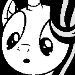 Size: 400x400 | Tagged: safe, artist:naijiwizard, derpibooru import, edit, starlight glimmer, unicorn, the maud couple, avatar, black and white, bust, female, grayscale, image, looking down, monochrome, open mouth, pixel art, png, solo, style emulation, surprised, undertale