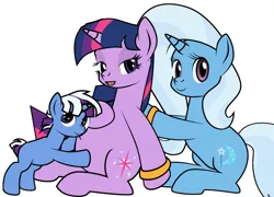 Size: 606x436 | Tagged: safe, artist:dekomaru, derpibooru import, edit, trixie, twilight sparkle, oc, oc:nebula, pony, unicorn, tumblr:ask twixie, ask, cropped, female, lesbian, magical lesbian spawn, offspring, parent:trixie, parent:twilight sparkle, parents:twixie, pregnant, shipping, tumblr, twixie