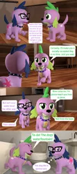 Size: 1920x4320 | Tagged: safe, artist:red4567, derpibooru import, sci-twi, spike, spike the regular dog, twilight sparkle, dog, equestria girls, 3d, comic, dogified, glasses, source filmmaker, species swap, toilet, twilight barkle