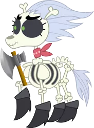 Size: 3700x5060 | Tagged: artist:andrevus, axe, battle axe, bone, boots, derpibooru import, female, high res, mare, neckerchief, safe, shoes, simple background, skeleton, skeleton pony, skellinore, solo, the break up breakdown, transparent background, vector, weapon