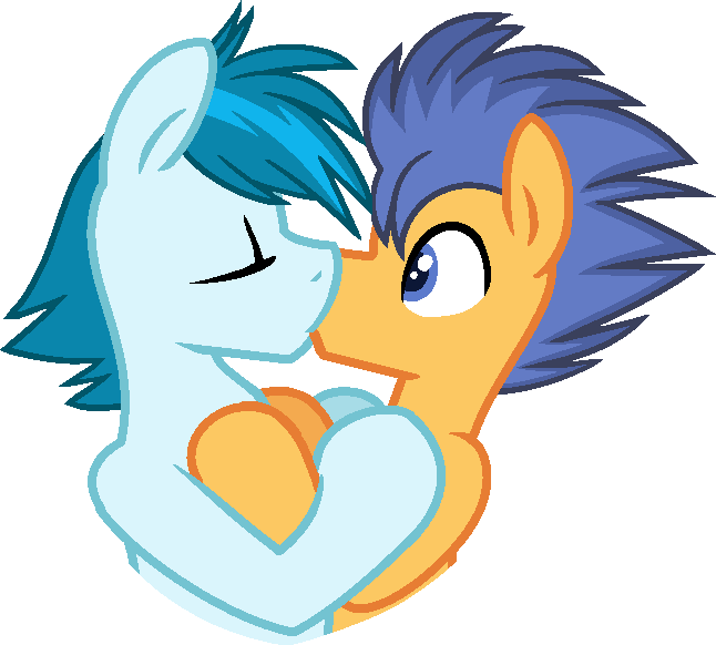 Size: 646x582 | Tagged: safe, artist:shiiazu, derpibooru import, flash sentry, thunderbass, earth pony, pegasus, pony, couple, gay, kissing, love, male, shipping, simple background, thunderflash, transparent background