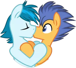 Size: 646x582 | Tagged: safe, artist:shiiazu, derpibooru import, flash sentry, thunderbass, earth pony, pegasus, pony, couple, gay, kissing, love, male, shipping, simple background, thunderflash, transparent background