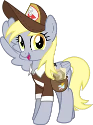 Size: 5177x6935 | Tagged: safe, artist:jhayarr23, derpibooru import, derpy hooves, pegasus, pony, the break up breakdown, absurd resolution, clothes, female, hat, looking at you, mailmare, mailmare hat, mare, salute, shirt, simple background, transparent background, vector