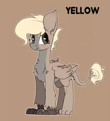 Size: 2000x2200 | Tagged: artist:passigcamel, derpibooru import, female, hippogriff, hybrid, oc, oc:yellow, safe, simple background, smiling, solo, unofficial characters only