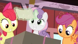 Size: 1920x1080 | Tagged: apple bloom, cutie mark crusaders, derpibooru import, safe, scootaloo, screencap, sweetie belle, the break up breakdown