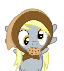 Size: 980x1080 | Tagged: safe, artist:kody02, derpibooru import, derpy hooves, pegasus, pony, the parent map, babushka, cute, derpabetes, digital art, female, food, happy, headscarf, mare, mouth hold, muffin, scarf, sideways glance, simple background, smiling, transparent background, vector