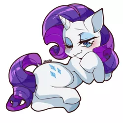 Size: 500x500 | Tagged: safe, artist:zakro, derpibooru import, rarity, pony, unicorn, female, looking at you, mare, one eye closed, simple background, solo, white background, wink