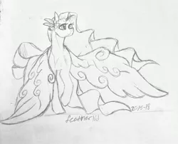 Size: 3611x2920 | Tagged: safe, artist:kimyowolf, derpibooru import, oc, oc:featherlin, pegasus, pony, female, high res, mare, monochrome, sketch, solo, traditional art