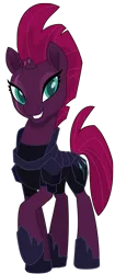 Size: 3663x8705 | Tagged: safe, artist:ejlightning007arts, derpibooru import, vector edit, fizzlepop berrytwist, tempest shadow, pony, unicorn, my little pony: the movie, armor, broken horn, eyeshadow, female, hoof shoes, makeup, mare, simple background, solo, transparent background, updated, vector