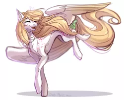 Size: 2604x2100 | Tagged: safe, artist:dark-fox01, derpibooru import, oc, oc:gentle breeze, unofficial characters only, pegasus, pony, body freckles, braid, eyes closed, female, freckles, happy, jewelry, mare, necklace, open mouth