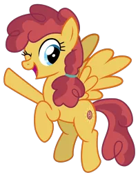 Size: 3200x4000 | Tagged: safe, artist:cheezedoodle96, derpibooru import, sunny delivery, pegasus, pony, the break up breakdown, .svg available, background pony, female, flying, looking at you, mare, one eye closed, simple background, smiling, solo, svg, transparent background, vector, waving, wink