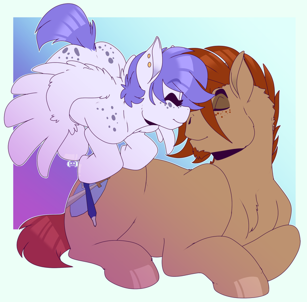 Size: 1200x1183 | Tagged: safe, artist:locosaltinc, derpibooru import, oc, unofficial characters only, earth pony, pegasus, pony, female, male, nuzzling, shipping, straight