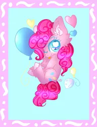 Size: 1000x1300 | Tagged: safe, artist:demondy03art, artist:sweethearts11, derpibooru import, pinkie pie, pony, balloon, chibi, one eye closed, solo, tongue out, wink