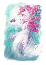 Size: 500x708 | Tagged: artist:annapommes, derpibooru import, dipper, g1, safe, sea pony, solo, swimming