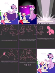 Size: 1808x2408 | Tagged: safe, artist:dekomaru, derpibooru import, oc, oc:aurora, oc:confetti, oc:pearl, alicorn, dracony, hybrid, pony, unicorn, tumblr:ask twixie, alicorn oc, ask, book, comic, diaper, female, filly, interspecies offspring, magic, magical lesbian spawn, offspring, parent:oc:dazzle, parent:pinkie pie, parent:rarity, parent:spike, parent:trixie, parent:twilight sparkle, parents:canon x oc, parents:sparity, parents:twixie, tumblr