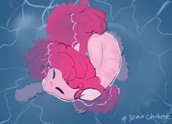 Size: 2500x1800 | Tagged: safe, artist:veesocks, derpibooru import, pinkie pie, earth pony, pony, 30 minute art challenge, cute, diapinkes, eyes closed, female, mare, overhead view, swimming, top down, water, wet