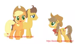 Size: 952x558 | Tagged: safe, artist:lavaroses, derpibooru import, applejack, caramel, carajack, female, male, offspring, parent:applejack, parent:caramel, parents:carajack, shipping, straight, watermark