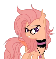 Size: 811x841 | Tagged: safe, artist:mintoria, derpibooru import, oc, oc:midnight blossom, bat pony, pony, base used, choker, female, glasses, mare, simple background, solo, transparent background