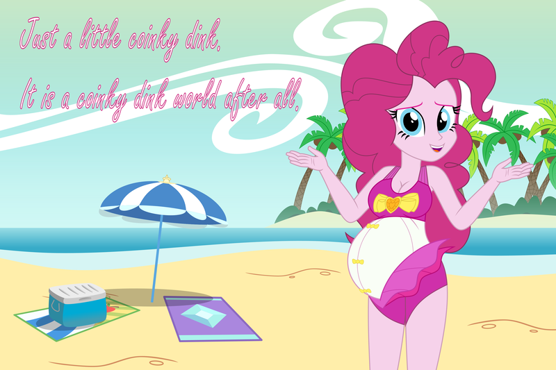 Size: 3600x2400 | Tagged: suggestive, artist:myfavoritepreggopics, derpibooru import, pinkie pie, ask me anything, equestria girls, equestria girls series, beach, belly, big belly, breasts, busty pinkie pie, clothes, cooler, dialogue, looking at you, ocean, palm tree, preggy pie, pregnant, sand, shrug, swimsuit, towel, tree, umbrella