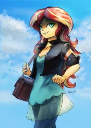 Size: 2893x4092 | Tagged: safe, artist:oberon826, derpibooru import, sunset shimmer, equestria girls, clothes, female, jacket, leather jacket, looking at you, solo