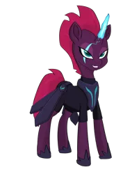 Size: 800x1000 | Tagged: safe, artist:chedx, derpibooru import, tempest shadow, pony, comic:the storm kingdom, my little pony: the movie, alternate timeline, alternate universe, bad end, crystal of light, evil, female, general tempest shadow, glowing scar, magic, mare, military, mind control, parallel universe, simple background, solo, storm kingdom, tempest gets her horn back, the bad guy wins, transparent background