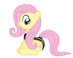 Size: 1148x924 | Tagged: safe, artist:darkstorm619, derpibooru import, fluttershy, pegasus, pony, clothes, female, latex, one-piece swimsuit, show accurate, simple background, sitting, solo, swimsuit, transparent background, vector