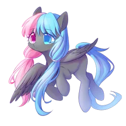 Size: 2000x2000 | Tagged: safe, artist:leafywind, derpibooru import, oc, unofficial characters only, pegasus, pony, colored pupils, female, flying, gift art, hairband, heterochromia, mare, multicolored hair, simple background, solo, spread wings, transparent background, wings