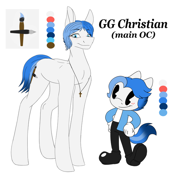 Size: 3887x3859 | Tagged: safe, artist:ggchristian, derpibooru import, oc, oc:gg christian, earth pony, pony, cuphead, female, high res, mare, pacman eyes, reference sheet, solo, style emulation