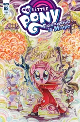 Size: 1054x1600 | Tagged: safe, artist:sararichard, derpibooru import, idw, angel bunny, cloudchaser, pinkie pie, pipsqueak, dragon, earth pony, pegasus, pony, rabbit, spoiler:comic, spoiler:comic69, anatomically incorrect, armband, balancing, balloon, banner, bipedal, bodysuit, britney spears, clothes, colt, confetti, cute, cutechaser, dab, dancing, diapinkes, explosion, eyes closed, female, frown, glare, incorrect leg anatomy, male, mare, official comic, oops!...i did it again, party, pinto, raised leg, smiling, smoke, song reference, spotlight, spread wings, sunglasses, underhoof, wings