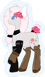 Size: 1213x2053 | Tagged: artist:pastel-pony-princess, boots, choker, derpibooru import, flower, oc, oc:minxy bearheart, safe, shoes, simple background, solo, succubus, succupony, transparent background, unofficial characters only