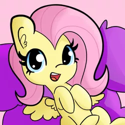Size: 1650x1650 | Tagged: safe, artist:tjpones, derpibooru import, edit, editor:dsp2003, fluttershy, pegasus, pony, cute, looking at you, on back, open mouth, shyabetes, solo, textless, tjpones is trying to murder us, weapons-grade cute