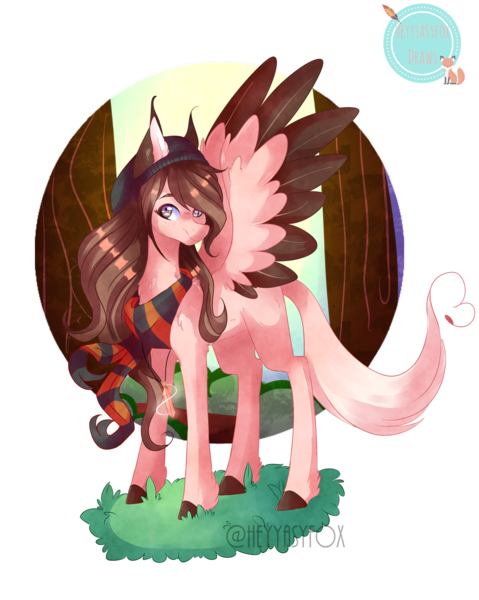 Size: 2451x3069 | Tagged: safe, artist:iheyyasyfox, derpibooru import, oc, oc:yasy, unofficial characters only, pegasus, pony, clothes, female, high res, mare, scarf, simple background, solo, transparent background, tree, two toned wings