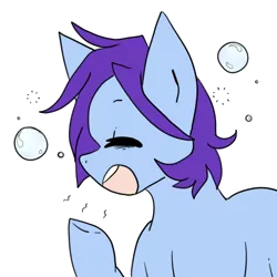 Size: 512x512 | Tagged: artist:beffumsartworks, blue coat, bubble, colored, cute, derpibooru import, emoticon, eyes closed, flat colors, male, oc, oc:deli, open mouth, ponysona, purple mane, safe, simple background, sleepy, solo, stallion, teeth, tired, transparent background, underhoof, unofficial characters only, yawn