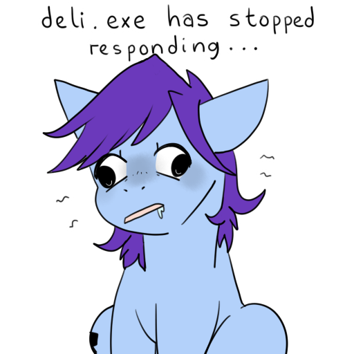 Size: 512x512 | Tagged: artist:beffumsartworks, blue coat, colored, cute, derp, derp face, derpibooru import, drool, emoticon, male, oc, oc:deli, open mouth, ponysona, purple mane, safe, silly, simple background, sitting, solo, stallion, text, transparent background, unofficial characters only