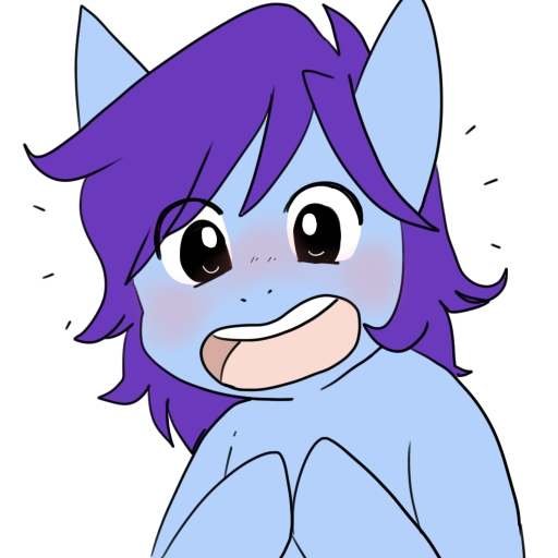 Size: 512x512 | Tagged: artist:beffumsartworks, blue coat, blushing, colored, cute, derpibooru import, emoticon, excited, male, oc, oc:deli, open mouth, ponysona, purple mane, safe, simple background, solo, stallion, teeth, transparent background, unofficial characters only